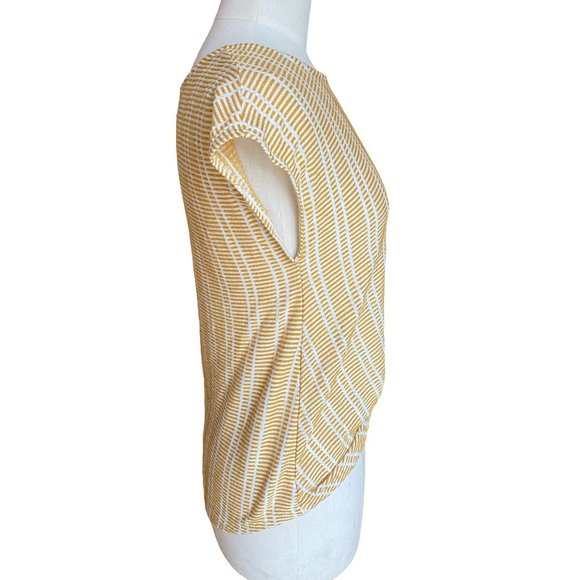 Anthropologie W5 Mustard Cream Striped Twist Bottom Top Blouse-L - Picture 5 of 10